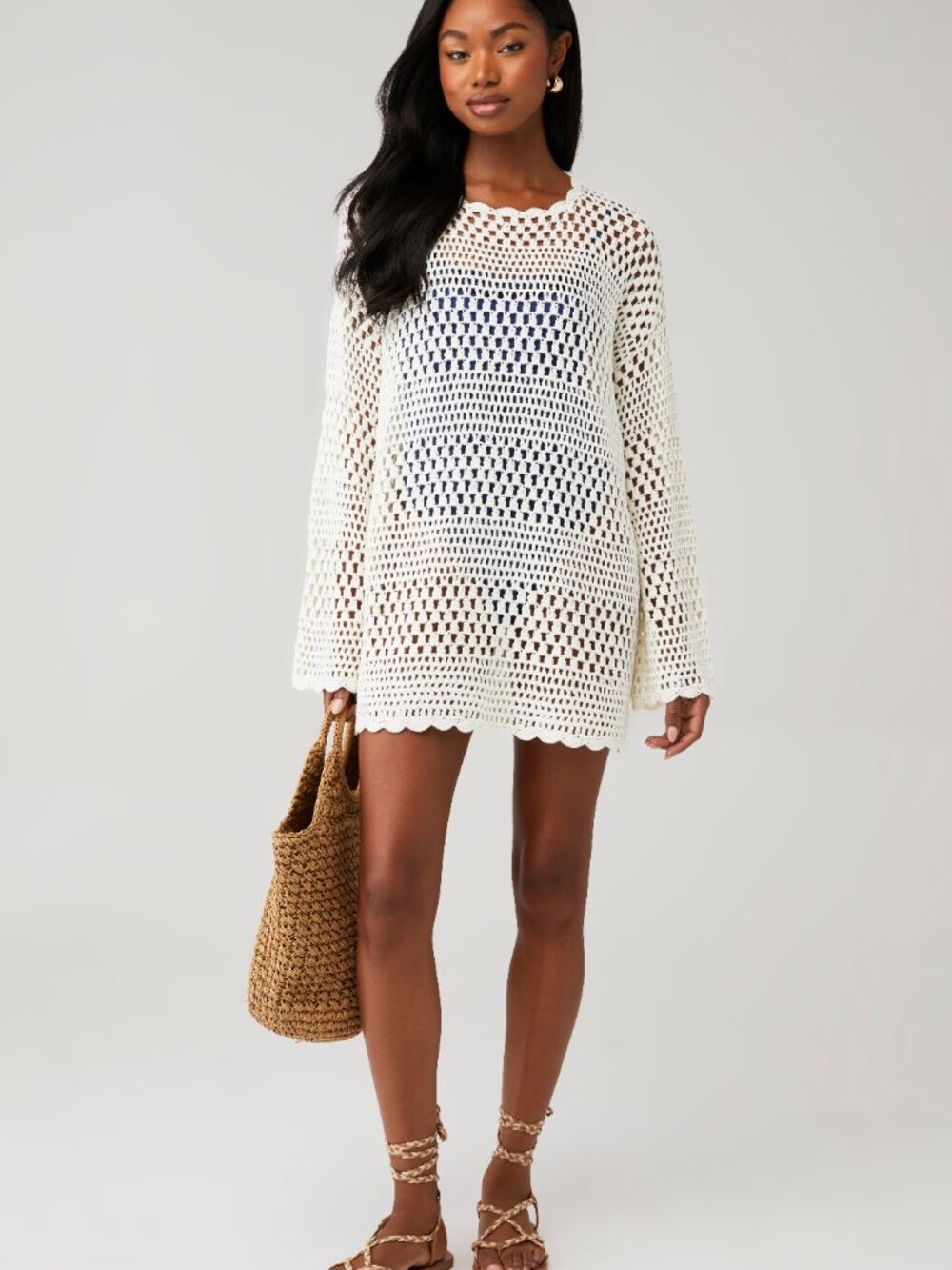 Show Me Your Mumu Crochet Cover-Up Dress Ivory Size M